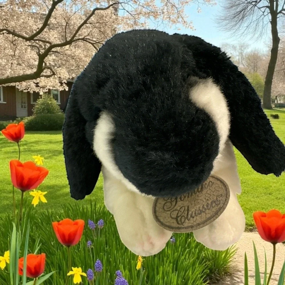 Russ Berrie Yomiko Lop Ear Bunny‎ Black & White 9.5